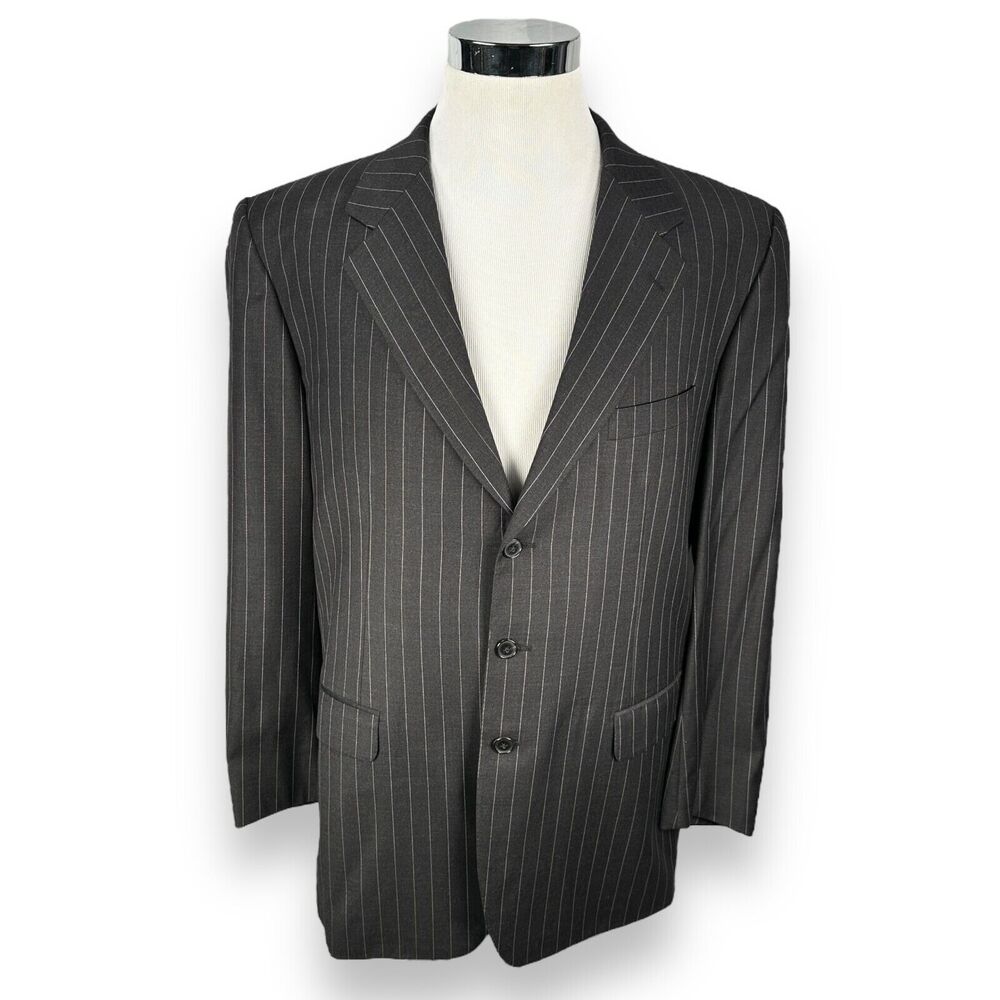 Belvest Blazer Jacket Men's‎ US 46L Italian 56L Pinstripe Charcoal Gray Italy